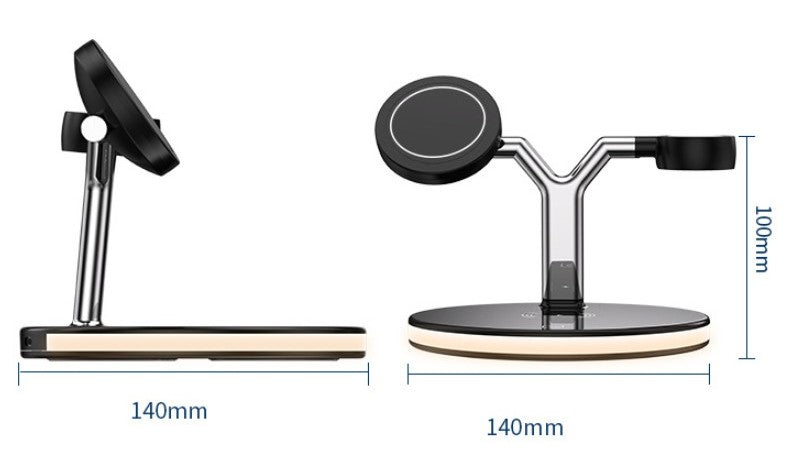 Magsafe desktop magnetic mobile phone holder charger three-in-one wireless charging watch headset - White