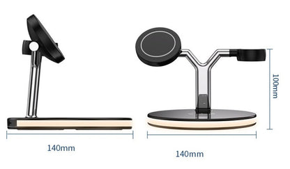 Magsafe desktop magnetic mobile phone holder charger three-in-one wireless charging watch headset - White