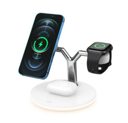 Magsafe desktop magnetic mobile phone holder charger three-in-one wireless charging watch headset - White