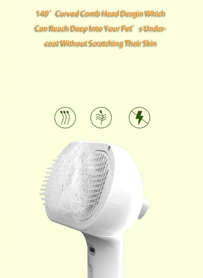 Dog/Cat Comb Self Cleaning Pets Hair Remover Brush with Comb Built-in Mist Humidifier