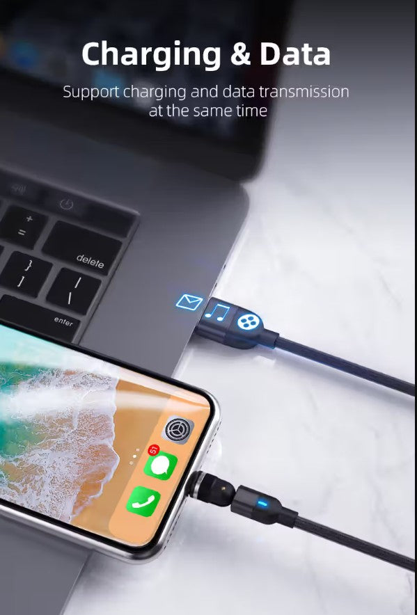 540° Rotatable 3 in 1 Magnetic Cable 3A Data Fast Charging