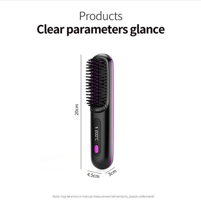 LCD rechargeable wireless straightening comb